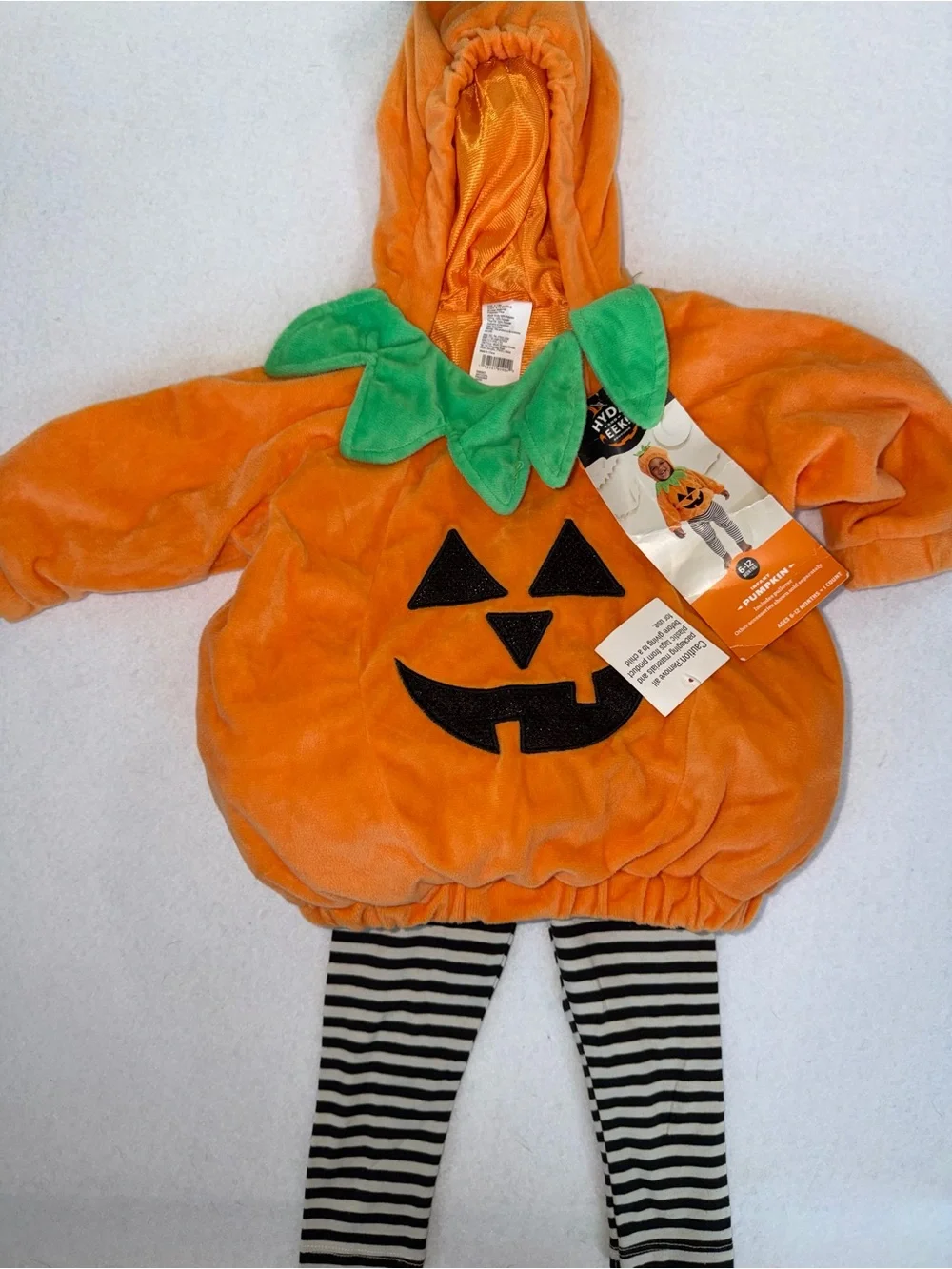 NWT Target Brands Kids Orange Pumpkin Hoodie Costume Jack-O'-Lantern Hole / Face